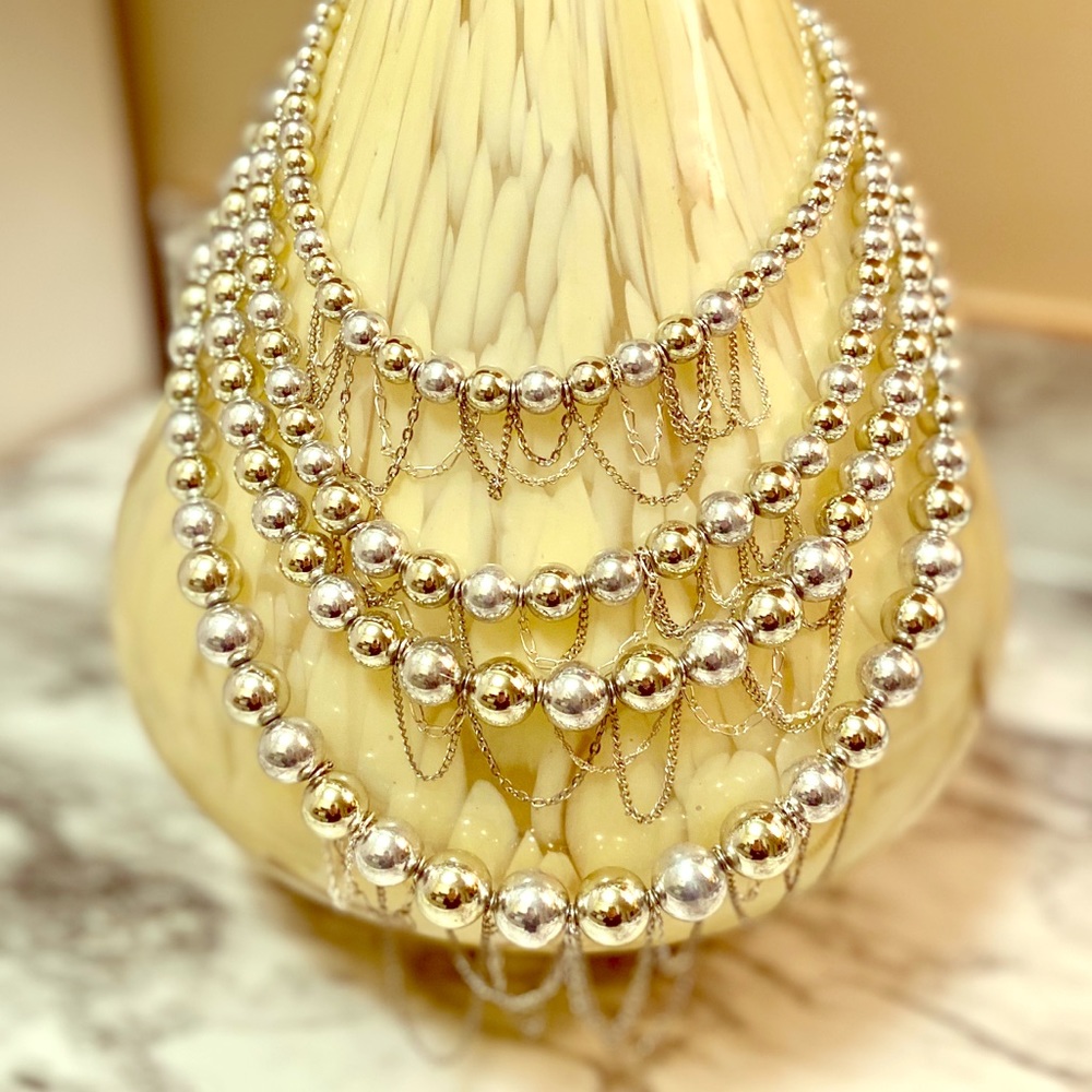 Layered silver necklace